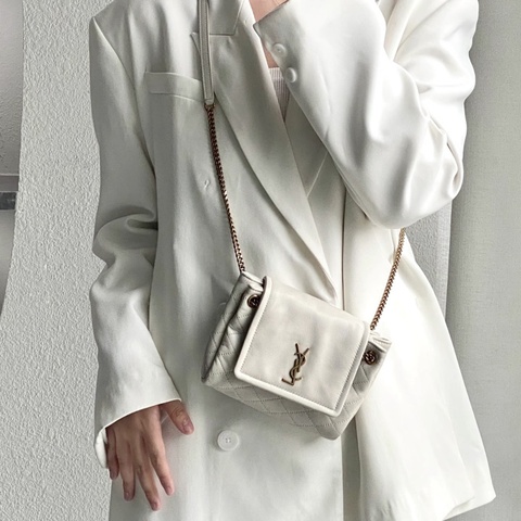 【93%新✨精緻百搭✨全網最優惠】YSL Nolita Mini 白金鏈條迷你包｜單肩｜斜揹｜手提