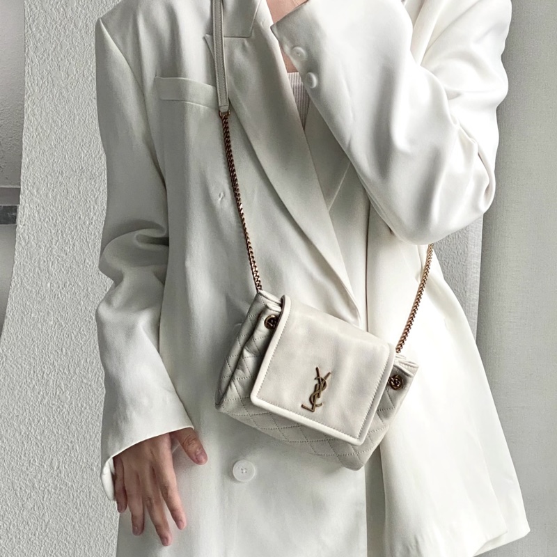 【93%新✨精緻百搭✨全網最優惠】YSL Nolita Mini 白金鏈條迷你包｜單肩｜斜揹｜手提-0