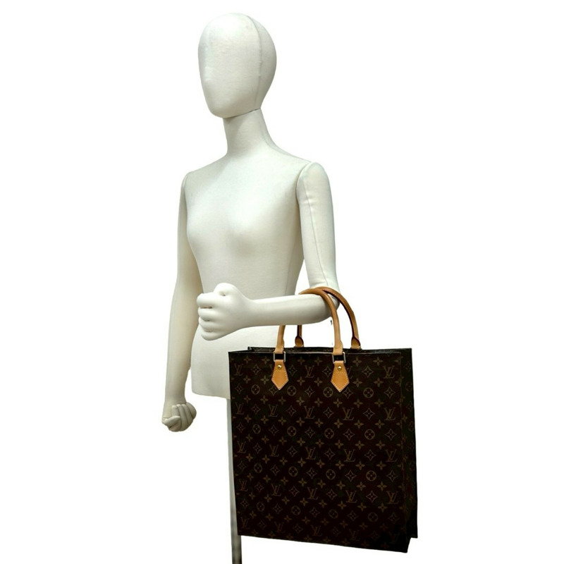 路易威登 Sac Plat Monogram 皮革手提包，棕色，32372-1