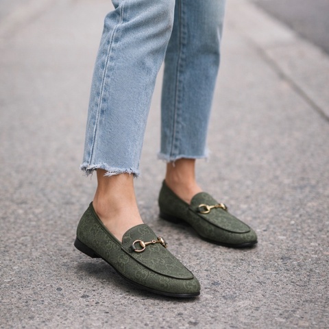 914intheair精品代購『全新閒置』Gucci 馬銜釦GG提花樂福鞋平底鞋38