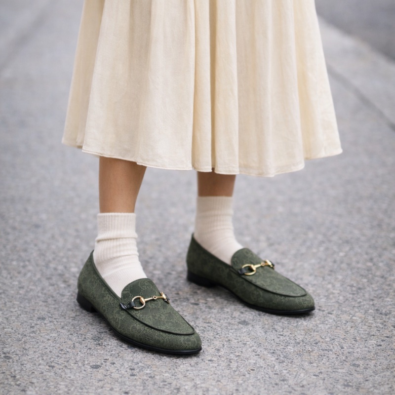 914intheair精品代購『全新閒置』古馳Gucci 馬銜釦GG提花樂福鞋平底鞋38-1