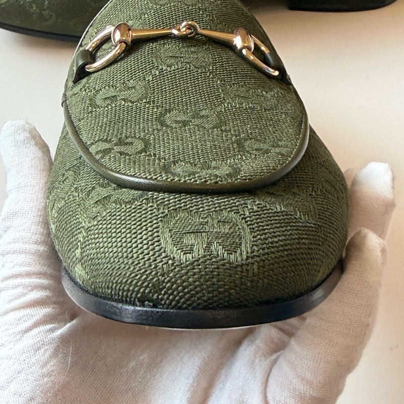 914intheair精品代購『全新閒置』古馳Gucci 馬銜釦GG提花樂福鞋平底鞋38-7