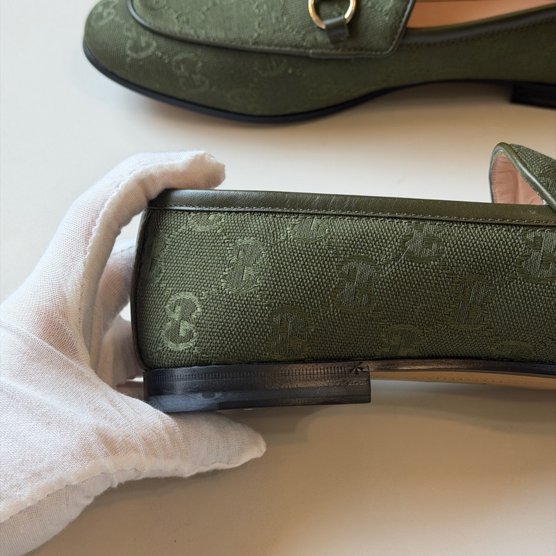 914intheair精品代購『全新閒置』古馳Gucci 馬銜釦GG提花樂福鞋平底鞋38-8