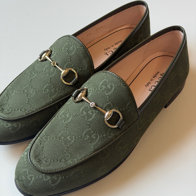 914intheair精品代購『全新閒置』古馳Gucci 馬銜釦GG提花樂福鞋平底鞋38-10