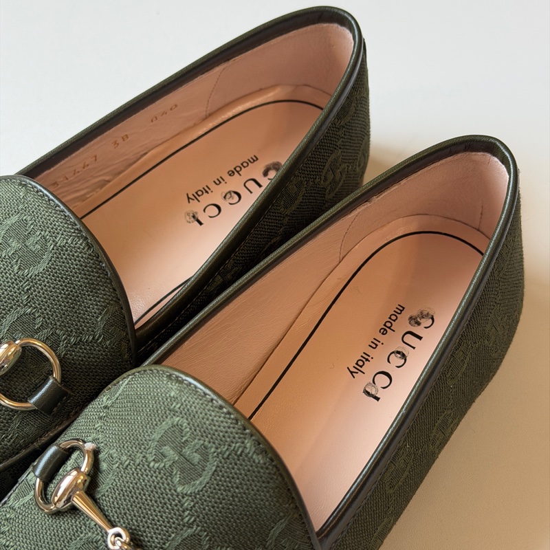 914intheair精品代購『全新閒置』古馳Gucci 馬銜釦GG提花樂福鞋平底鞋38-11
