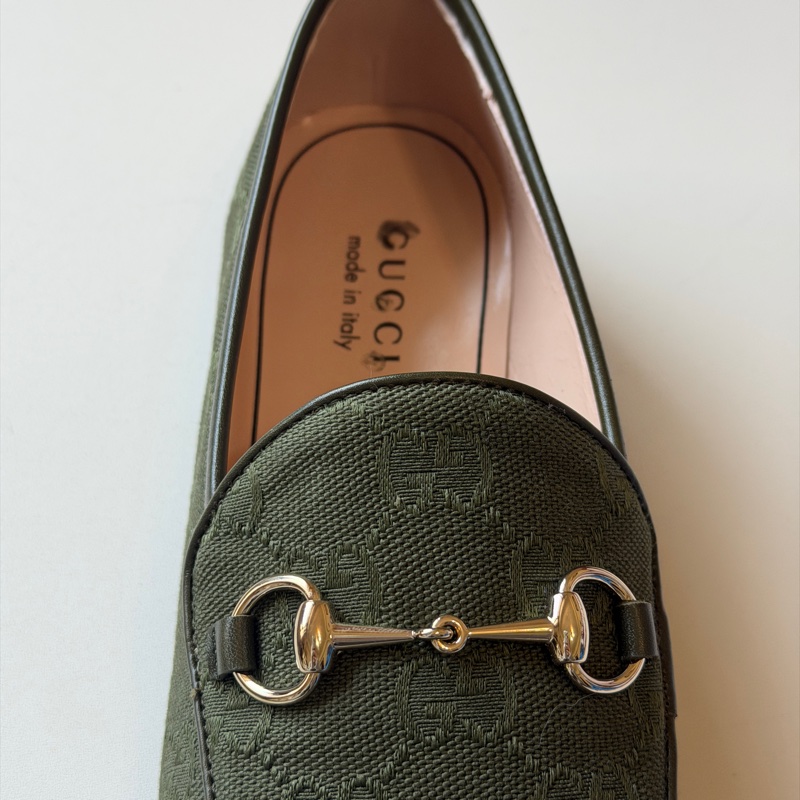 914intheair精品代購『全新閒置』古馳Gucci 馬銜釦GG提花樂福鞋平底鞋38-18