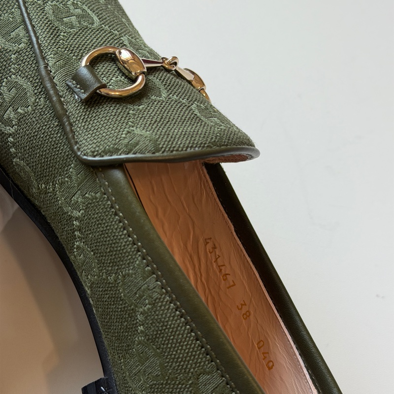 914intheair精品代購『全新閒置』古馳Gucci 馬銜釦GG提花樂福鞋平底鞋38-24