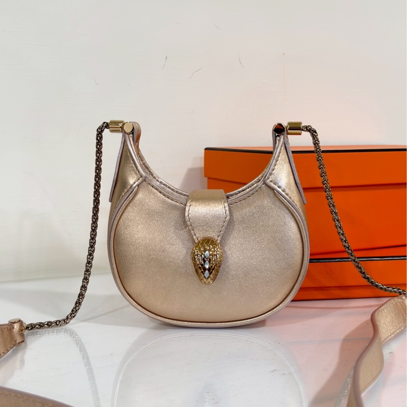 高級感🈵低價出❤️‍🔥Bvlgari寶格麗香檳色珠光蛇頭hobo單肩手提斜挎包🐍-1