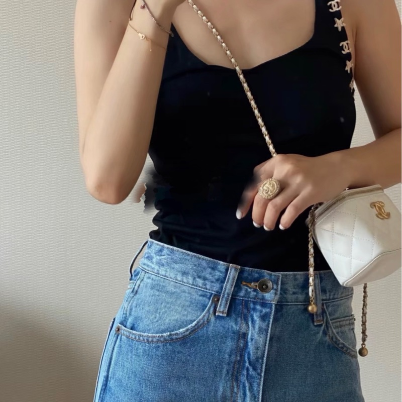 【95新 ✨ 全網最低價！】Chanel 香奈兒雙金珠 mini小盒子 白色金扣 白金 羊皮-0