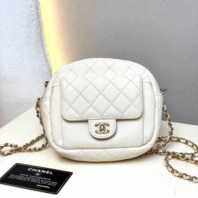 【94新 ✨ 全網最低價！】Chanel 香奈兒 白金 奶白色 相機單肩斜挎包色 荔枝牛皮 成色很好-1