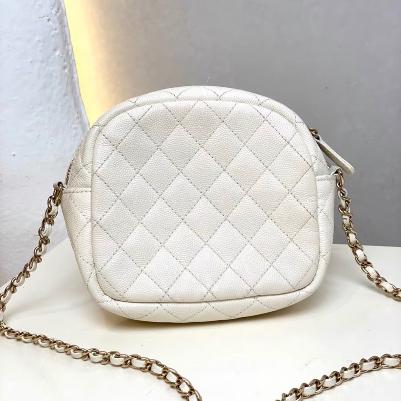 【94新 ✨ 全網最低價！】Chanel 香奈兒 白金 奶白色 相機單肩斜挎包色 荔枝牛皮 成色很好-4