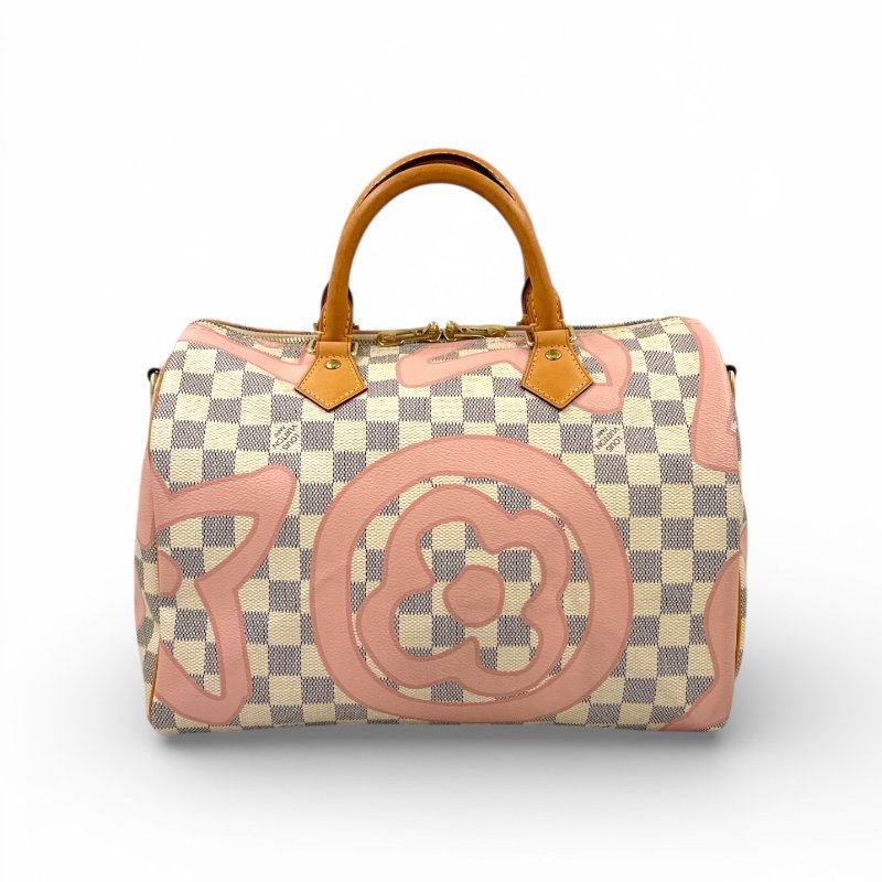 Louis Vuitton - 白色棋盤格粉色印花speedy30cm-1