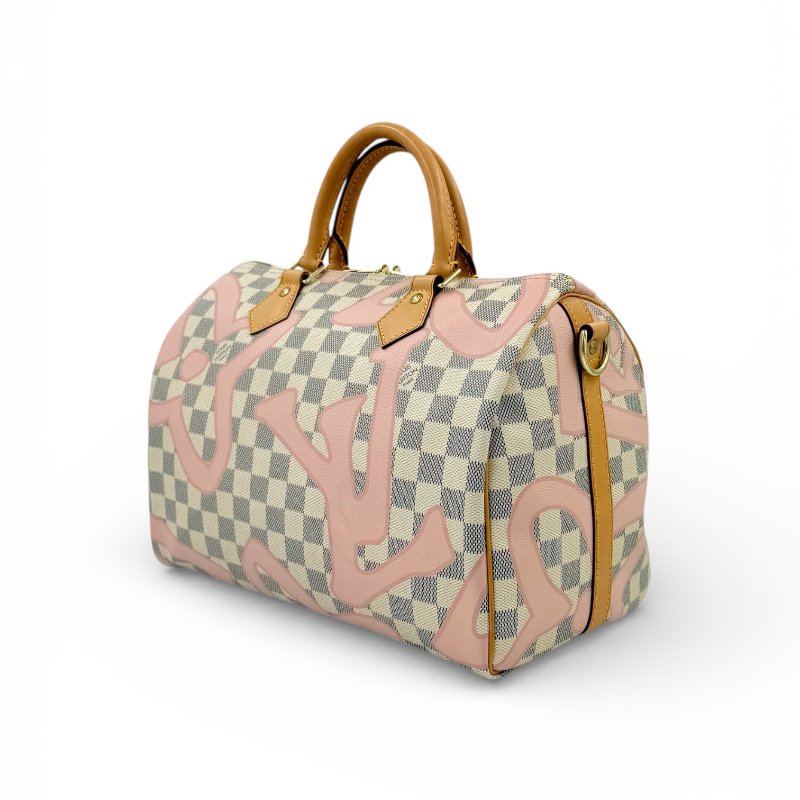 Louis Vuitton - 白色棋盤格粉色印花speedy30cm-3