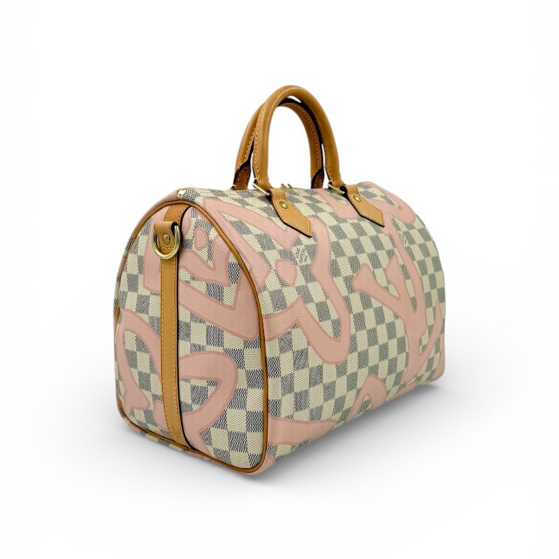 Louis Vuitton - 白色棋盤格粉色印花speedy30cm-4
