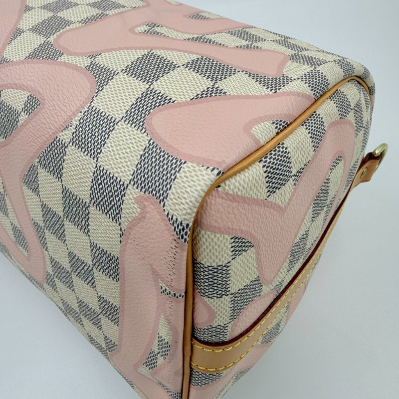 Louis Vuitton - 白色棋盤格粉色印花speedy30cm-7