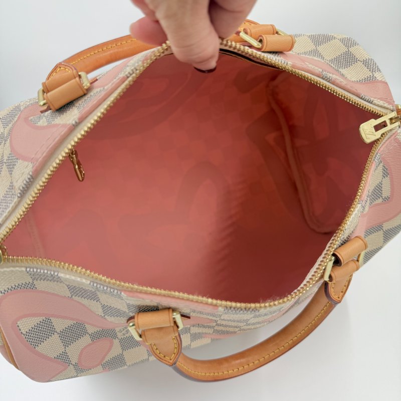 Louis Vuitton - 白色棋盤格粉色印花speedy30cm-11