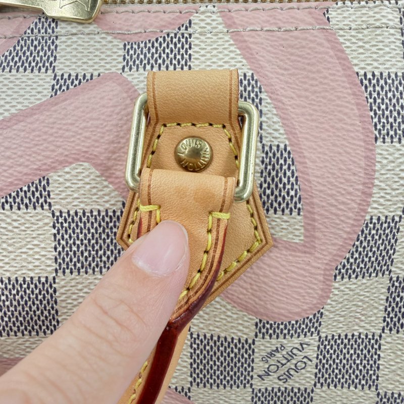 Louis Vuitton - 白色棋盤格粉色印花speedy30cm-15