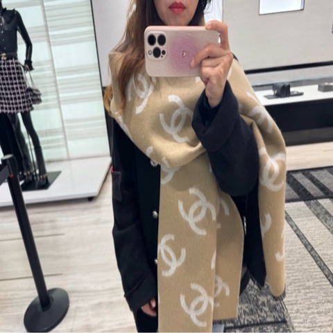 Chanel香奈兒高級雙面大圍巾披肩
