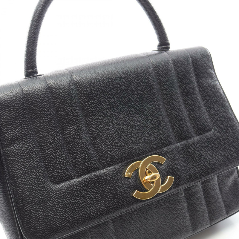 香奈兒 Jumbo CC Logo Mademoiselle 手提包 小牛皮 黑色 GHW 可可標誌-6