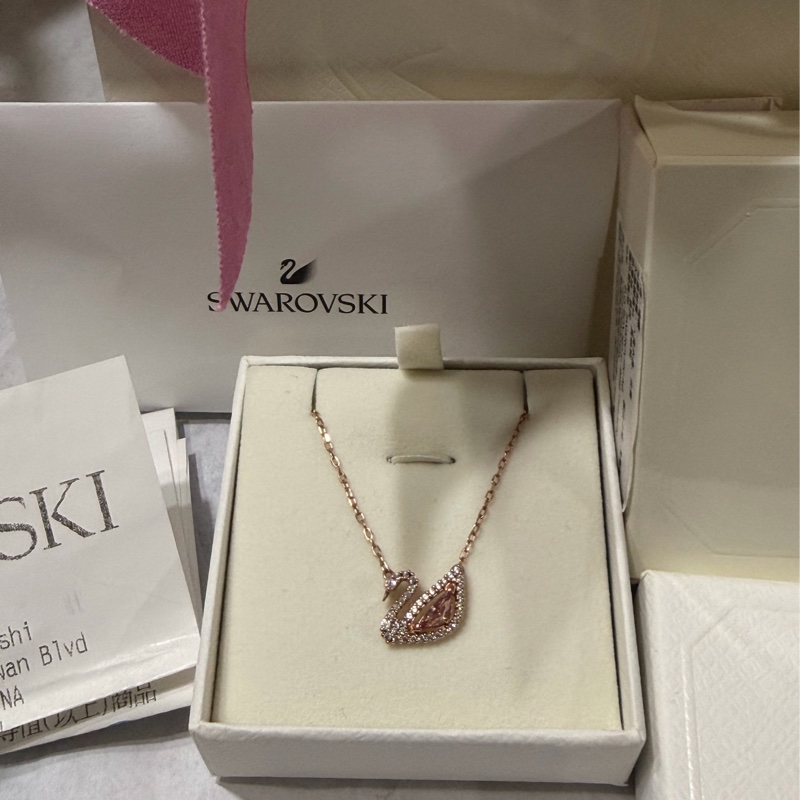 施華洛世奇 Swan 天鵝項鏈 玫瑰金-0