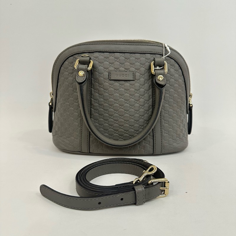 Gucci 灰色貝殼滿印壓紋小號肩背包-0