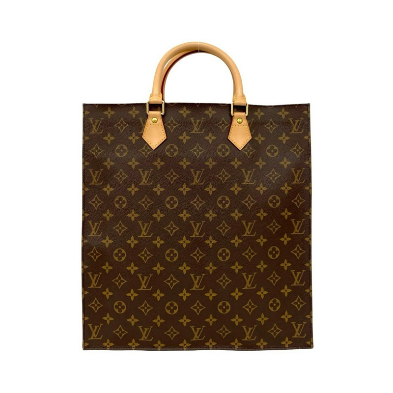 路易威登 Sac Plat Monogram 皮革手提包 棕色 68188-0