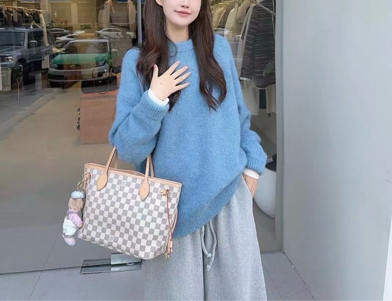 LV 路易威登neverfull小號白棋盤格NF子母購物袋-6