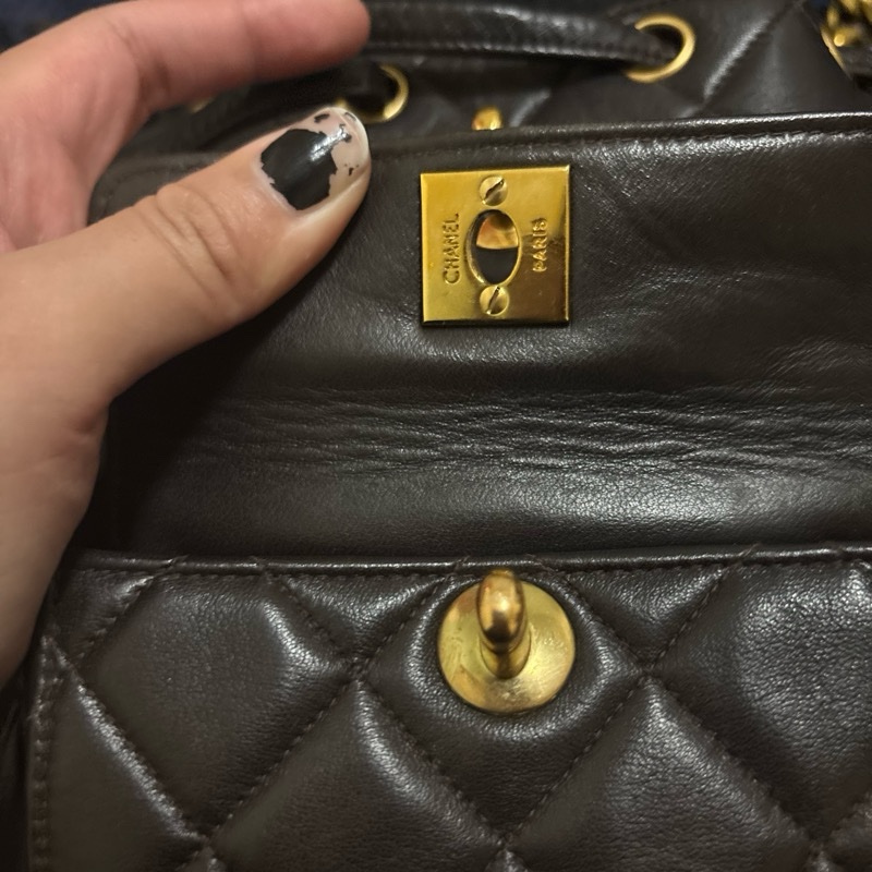 Chanel vintage Duma 可可色大號-5