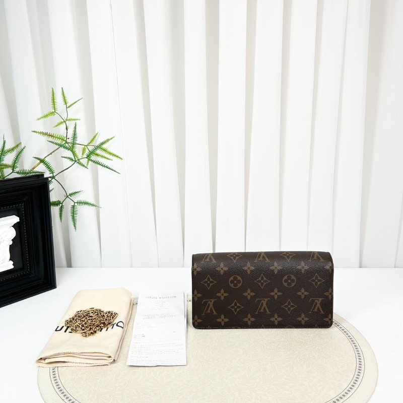 NJ nlw 專櫃價6.9折！LOUIS VUITTON Lily  芯片款 25年3月份購入 原膜在 經典棕色老花搭配可拆卸鏈條 翻蓋閉合塗層帆布 帆布包錢包腋下包-6