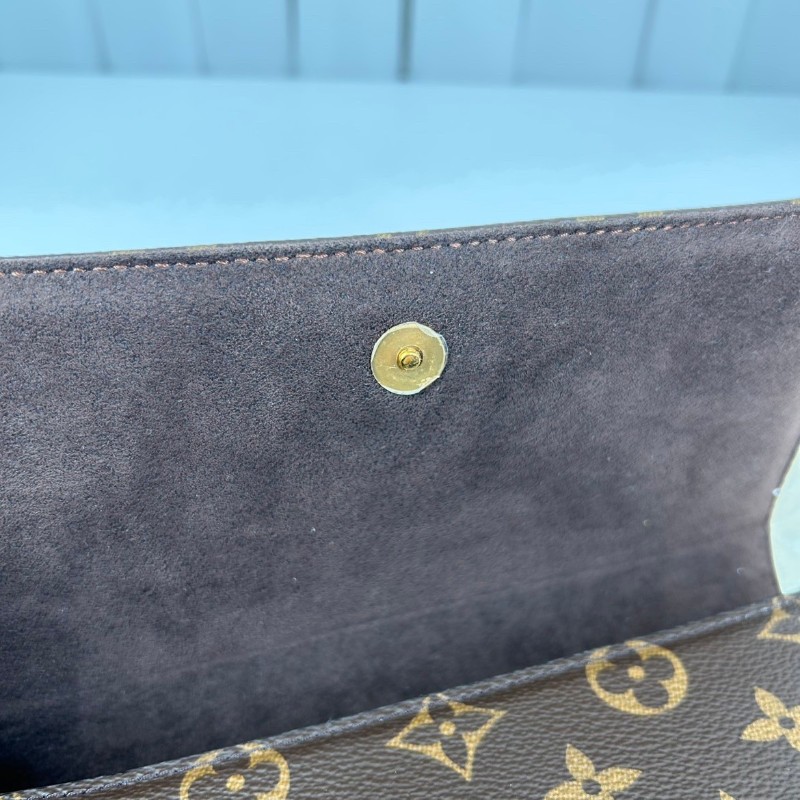 NJ nlw 專櫃價6.9折！LOUIS VUITTON Lily  芯片款 25年3月份購入 原膜在 經典棕色老花搭配可拆卸鏈條 翻蓋閉合塗層帆布 帆布包錢包腋下包-19