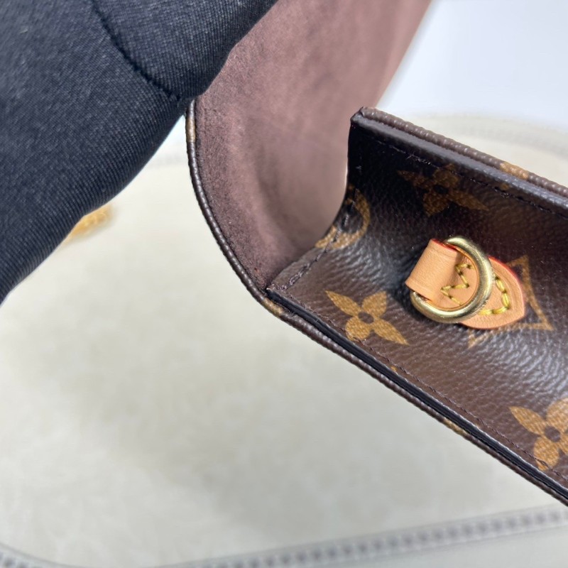 NJ nlw 專櫃價6.9折！LOUIS VUITTON Lily  芯片款 25年3月份購入 原膜在 經典棕色老花搭配可拆卸鏈條 翻蓋閉合塗層帆布 帆布包錢包腋下包-22