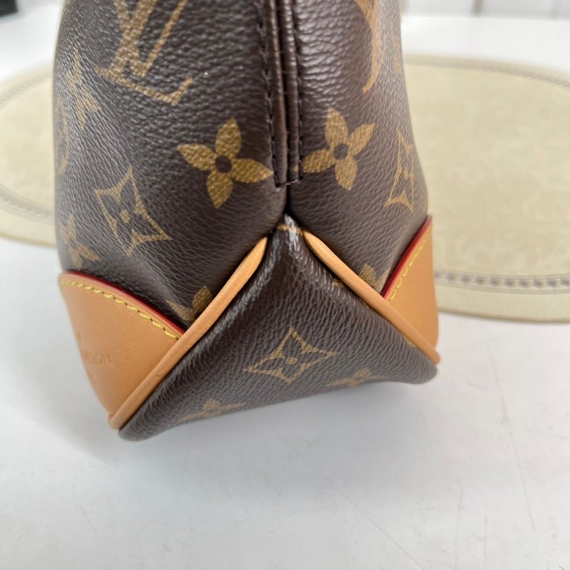 LV路易威登  芯片款 25年6月票 BOULOGNE 手袋 經典棕色老花 塗層帆布拼牛皮革飾邊 黃牛角 鏈條包腋下包斜挎單肩包-7