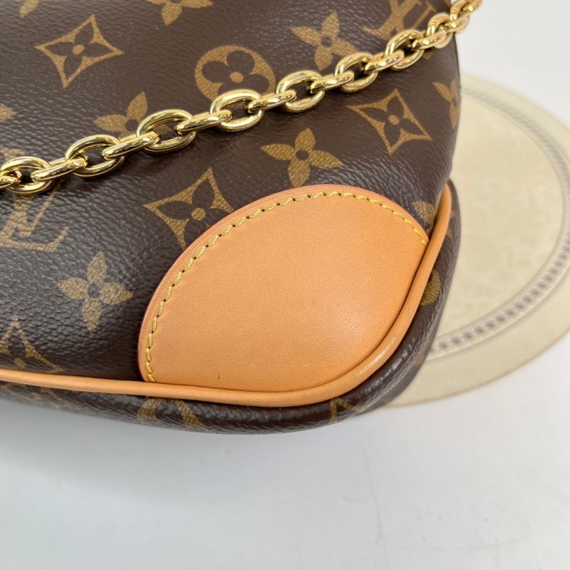 LV路易威登  芯片款 25年6月票 BOULOGNE 手袋 經典棕色老花 塗層帆布拼牛皮革飾邊 黃牛角 鏈條包腋下包斜挎單肩包-9