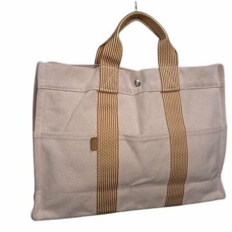 愛馬仕全新 Fool Tote MM 橙色帆布女包-0