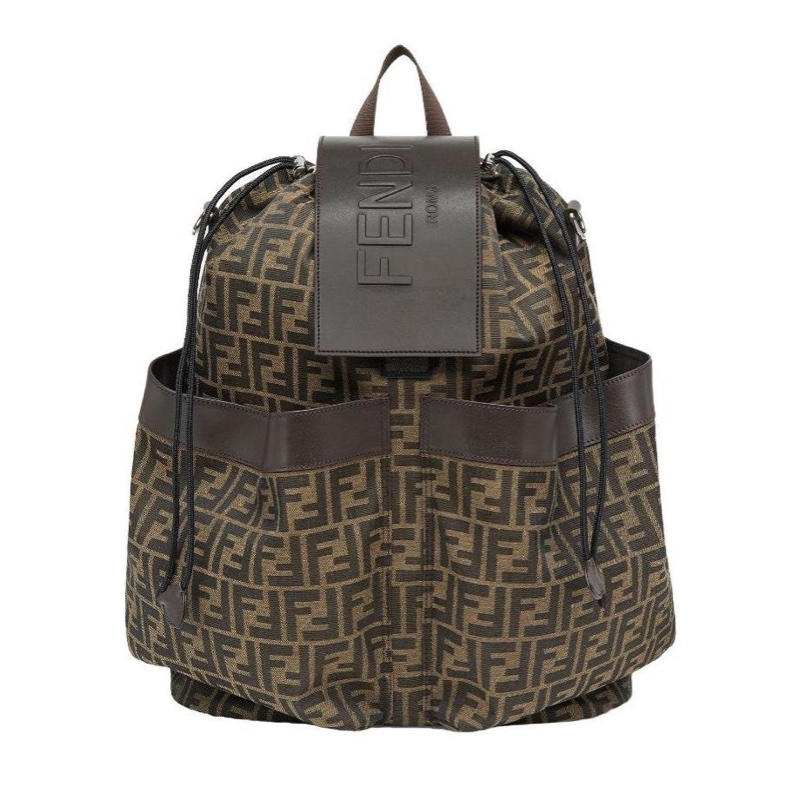 Fendi 男士 大號FF圖案抽繩雙肩包均碼碼大號、40cm*25cm*46cm-0