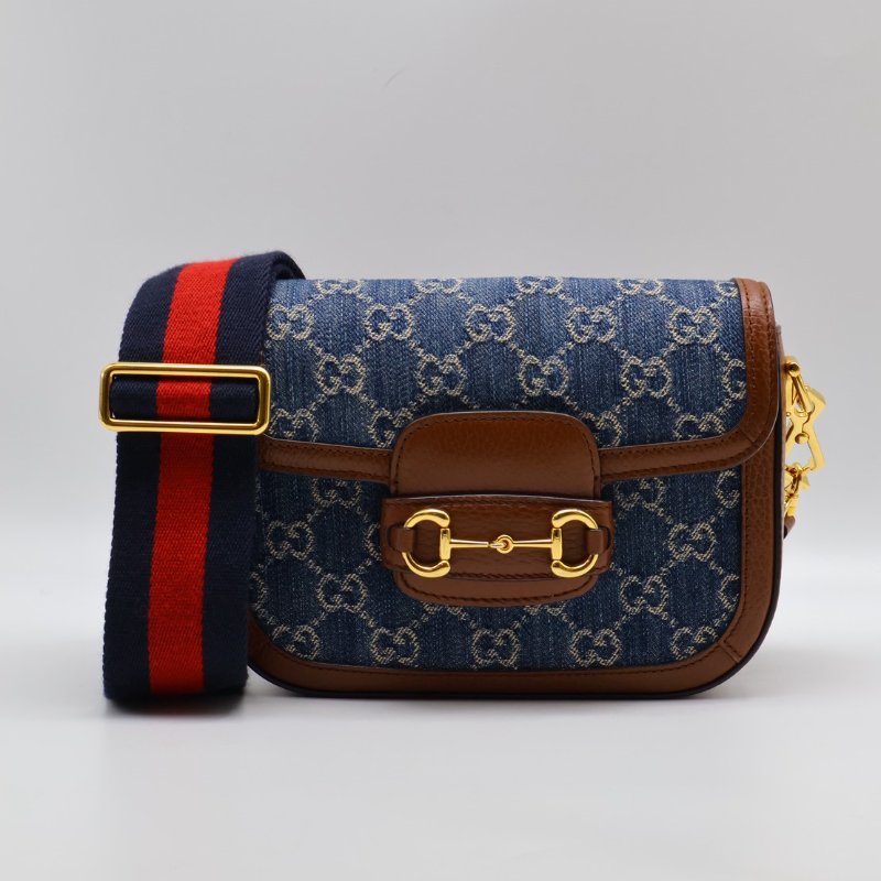GUCCI Horsebit 1955馬銜釦馬鞍包 - mini牛仔-0