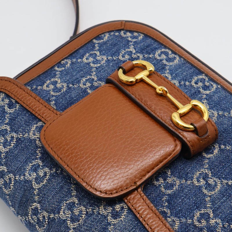 GUCCI Horsebit 1955馬銜釦馬鞍包 - mini牛仔-5