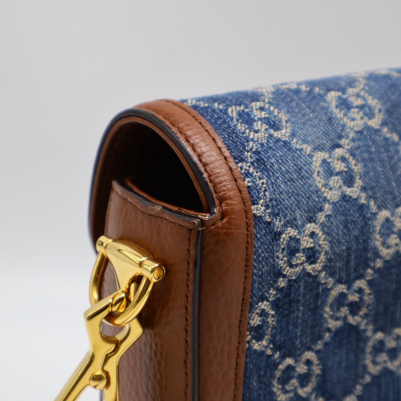 GUCCI Horsebit 1955馬銜釦馬鞍包 - mini牛仔-6