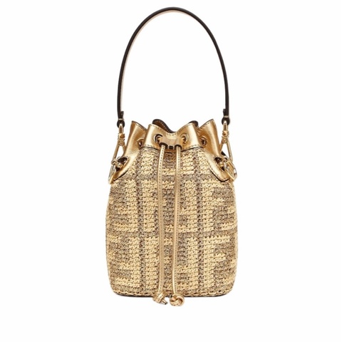 Fendi 女士 Mon Tresor迷你徽標抽繩手提包均碼碼MINI、12 X 10 X 18 CM
