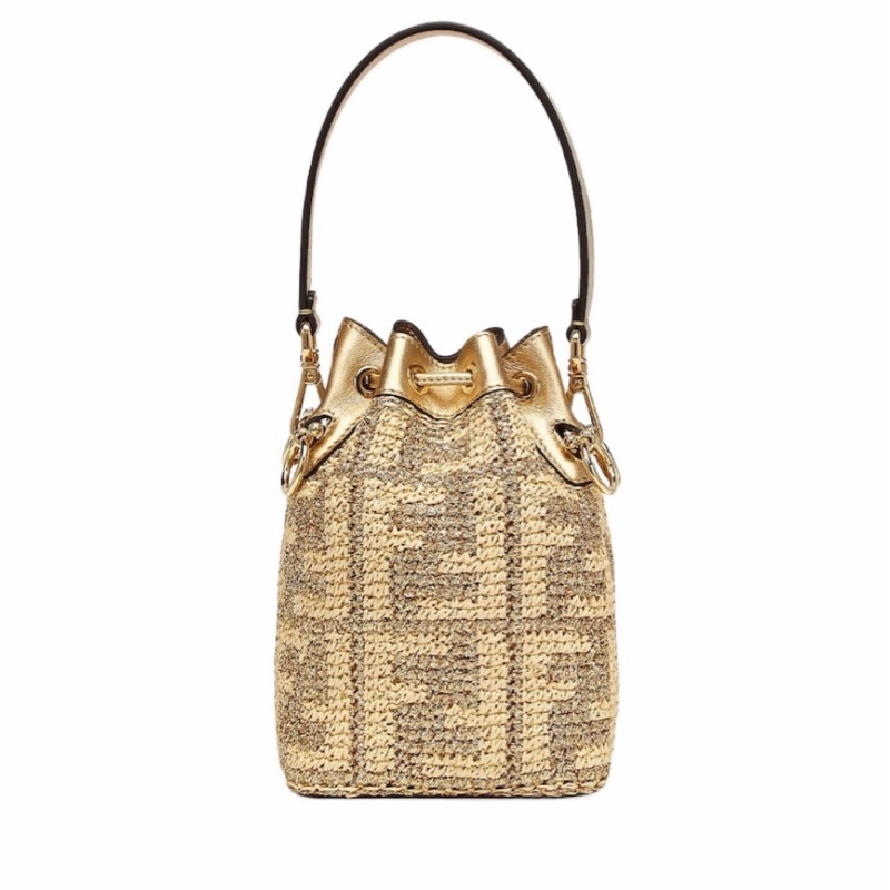 Fendi 女士 Mon Tresor迷你徽標抽繩手提包均碼碼MINI、12 X 10 X 18 CM-4