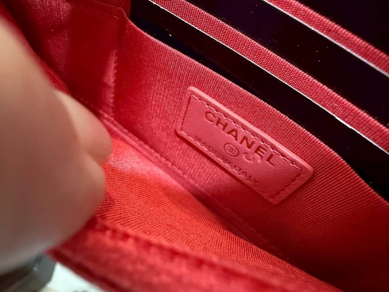 CHANEL 香奈兒 珊瑚紅 扁長夾 卡包 皮夾 皮夾 長夾 零錢包 錢包 信用卡卡夾-9