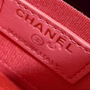 CHANEL 香奈兒 珊瑚紅 扁長夾 卡包 皮夾 皮夾 長夾 零錢包 錢包 信用卡卡夾-11