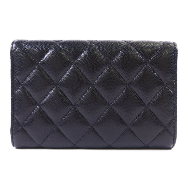 CHANEL 牛皮皮革Trifold Wallet銀扣錢包-2