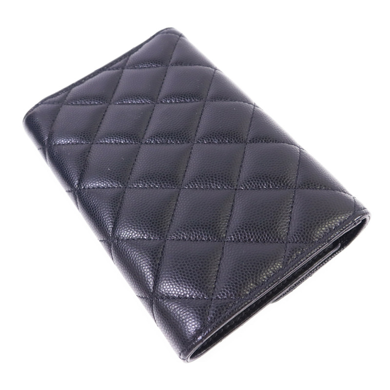 CHANEL 牛皮皮革Trifold Wallet銀扣錢包-3