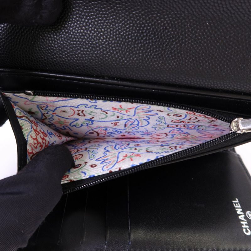 CHANEL 牛皮皮革Trifold Wallet銀扣錢包-6