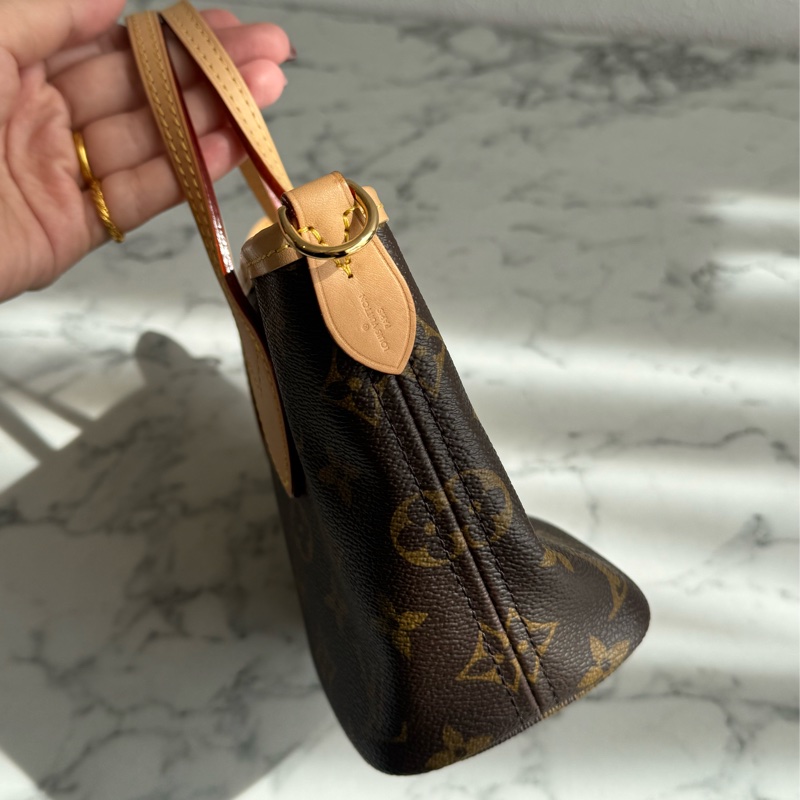 LV 花紋never full bb  奶茶色背帶❤️‍🔥-4