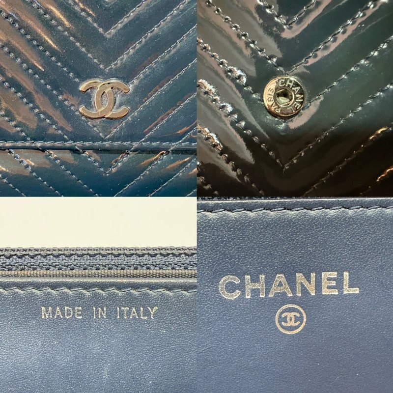 CHANEL 夜幕藍漆皮山型紋WOC-7
