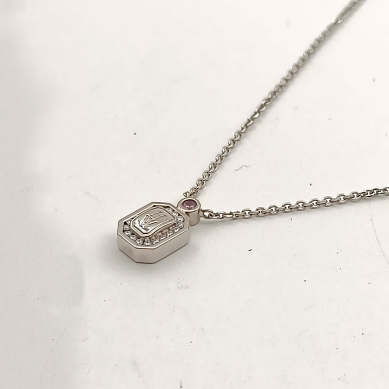 HARRY WINSTON 18K白金鑽石白金logo款香水瓶滿鑽項鏈Mini-2