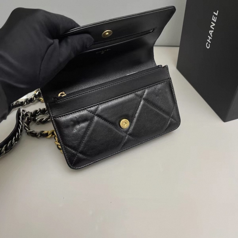 Chanel香奈兒19BagWOC 黑金全皮鏈條包-6