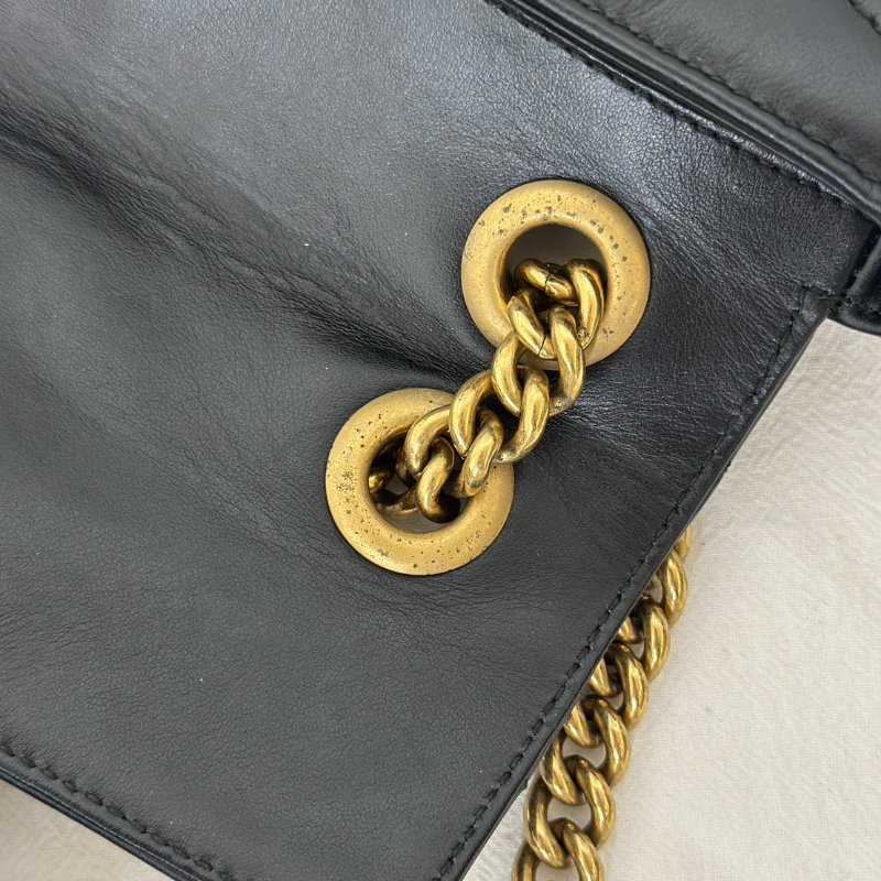 GUCCI Marmont Matelasse斜背包 - 22迷你黑金-7
